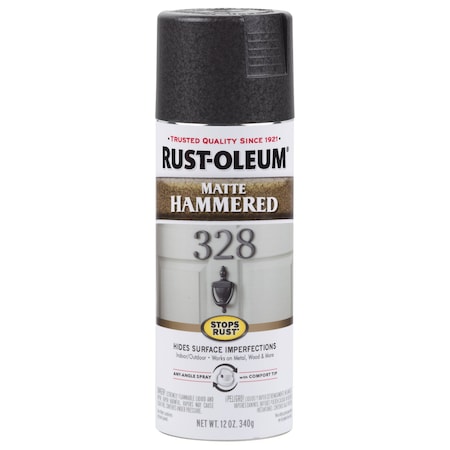 Rust-Oleum Rust Preventative Spray Paint, Black, Matte, Solvent, 12 Oz 300607